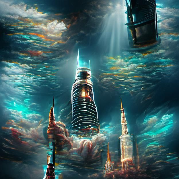 Burj Khalifa in Underwater City Concept Art