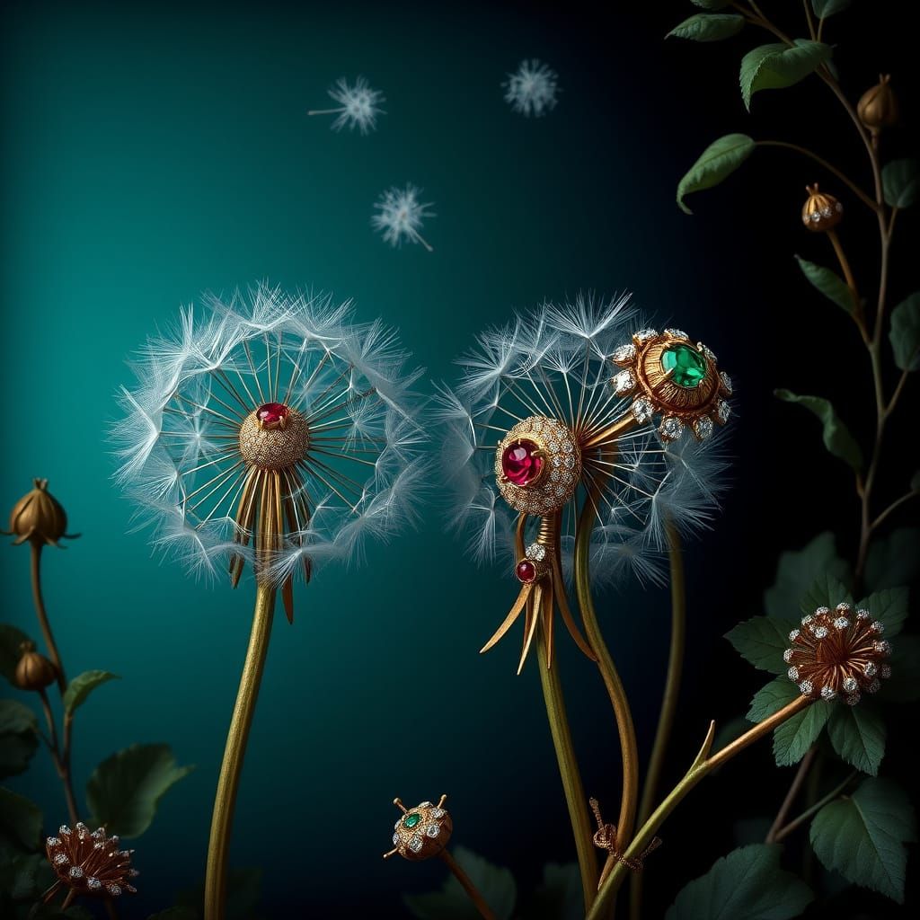 Luminous Dandelion Jewelry in Baroque Style