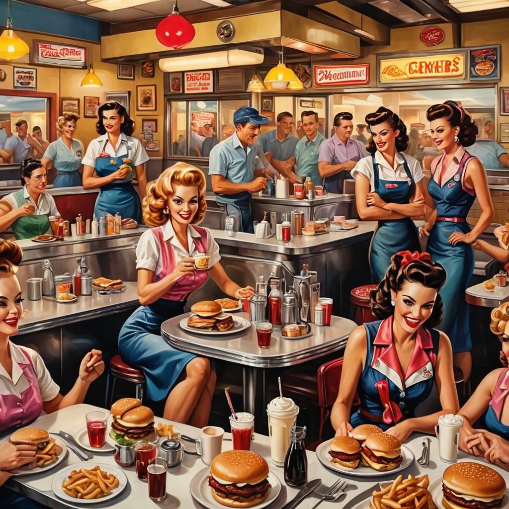 1950s Diner Scene in Americana Style
