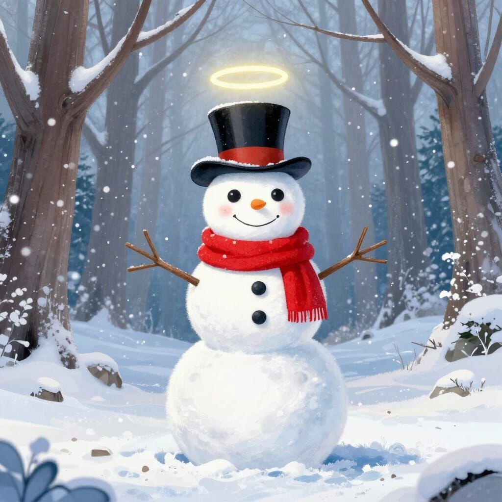 Snowman Angel in Enchanted Forest