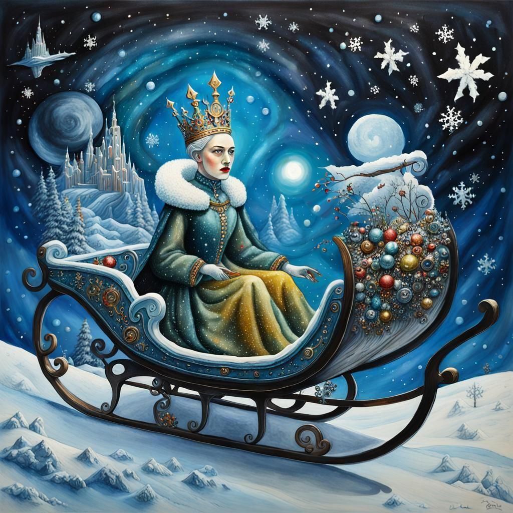 Snow Queen in Surreal Galactic Diorama