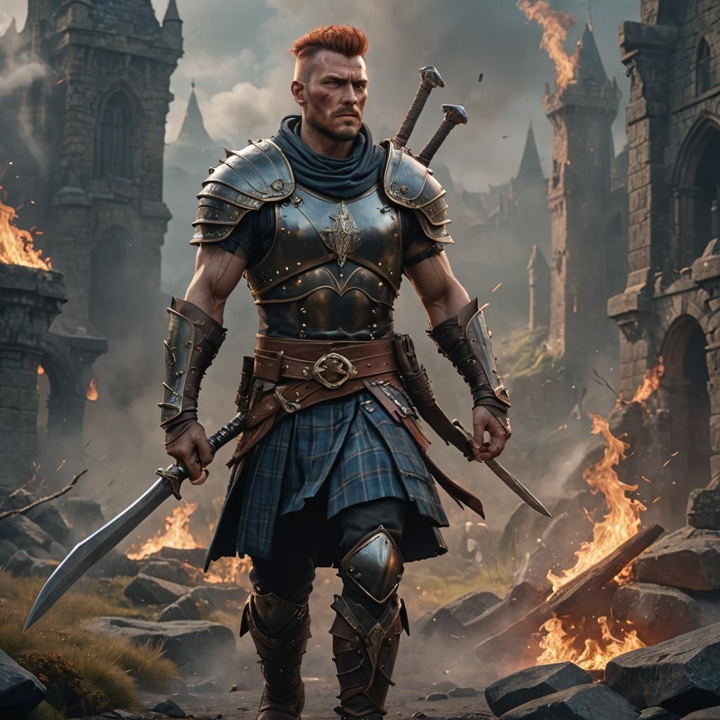 Smoking hot male Scottish warrior