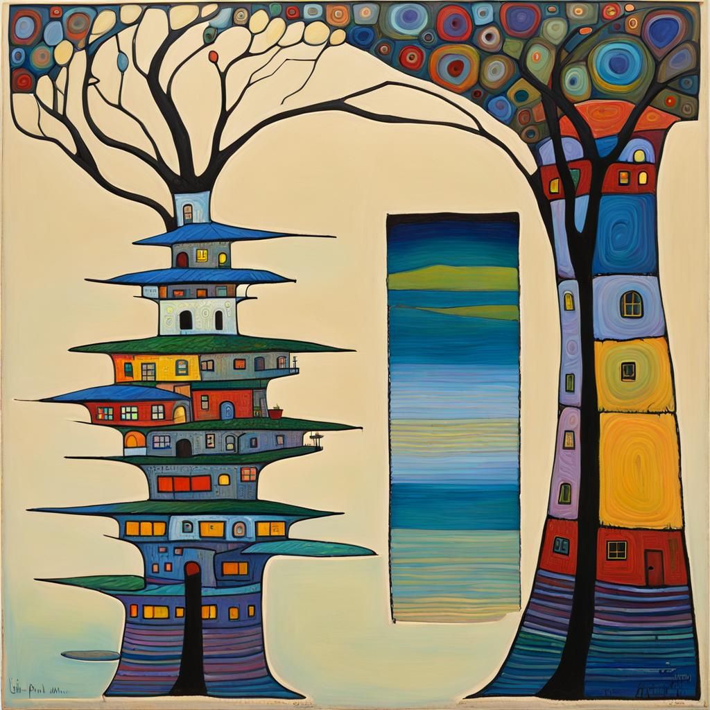 Colorful Expressionist Painting in Neo-Impressionism Style