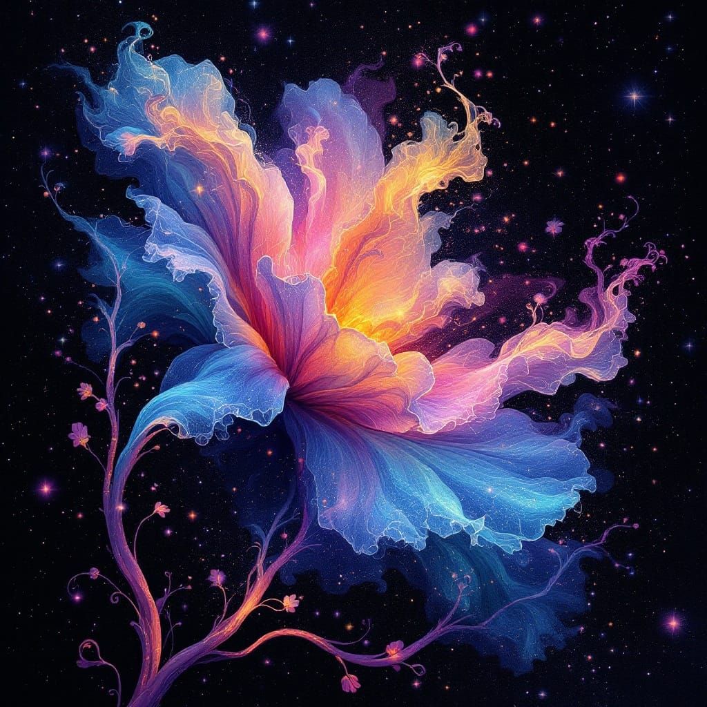 Ethereal Bloom in Cosmic Digital Landscape