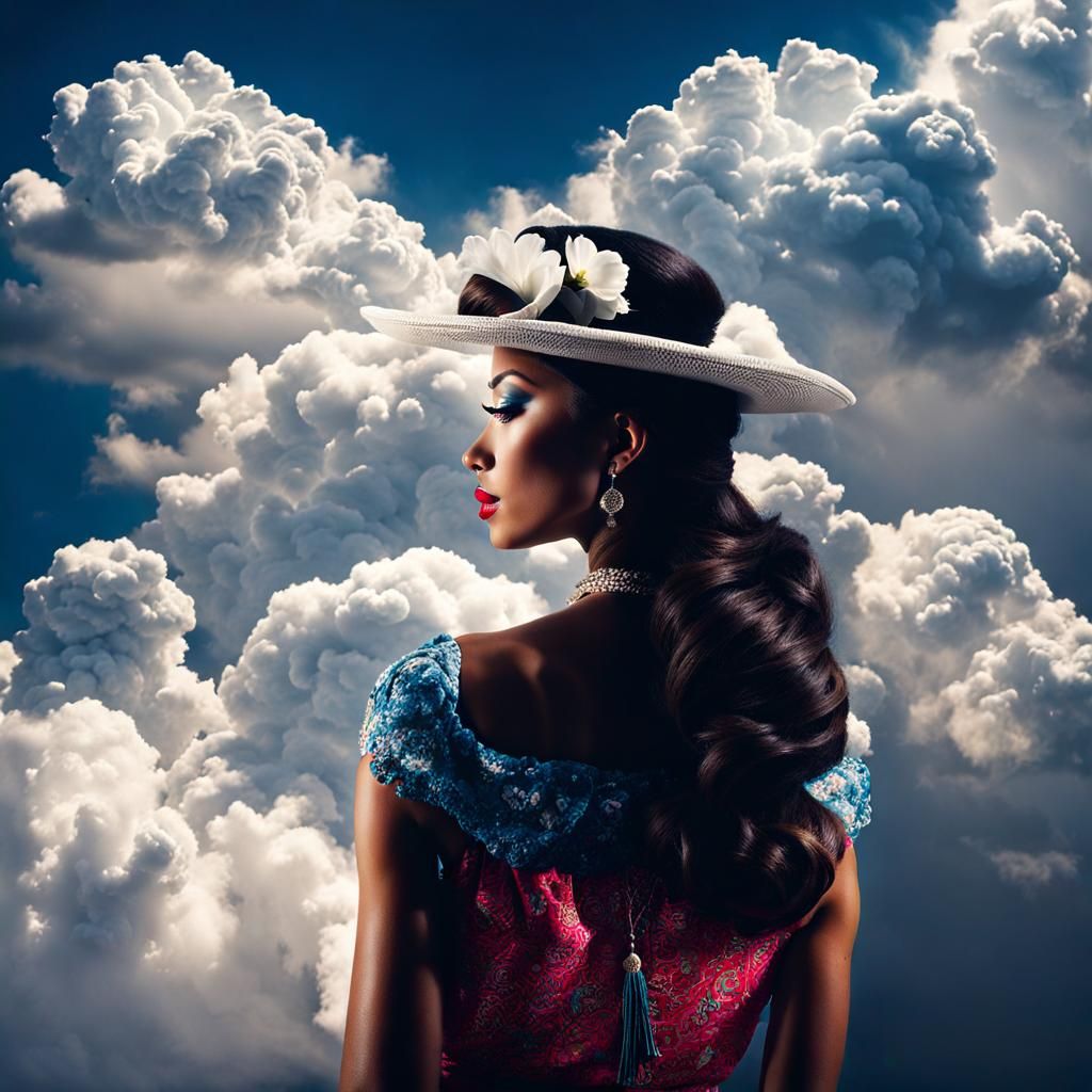 Ethereal Cloud Woman: A Surreal Portrait