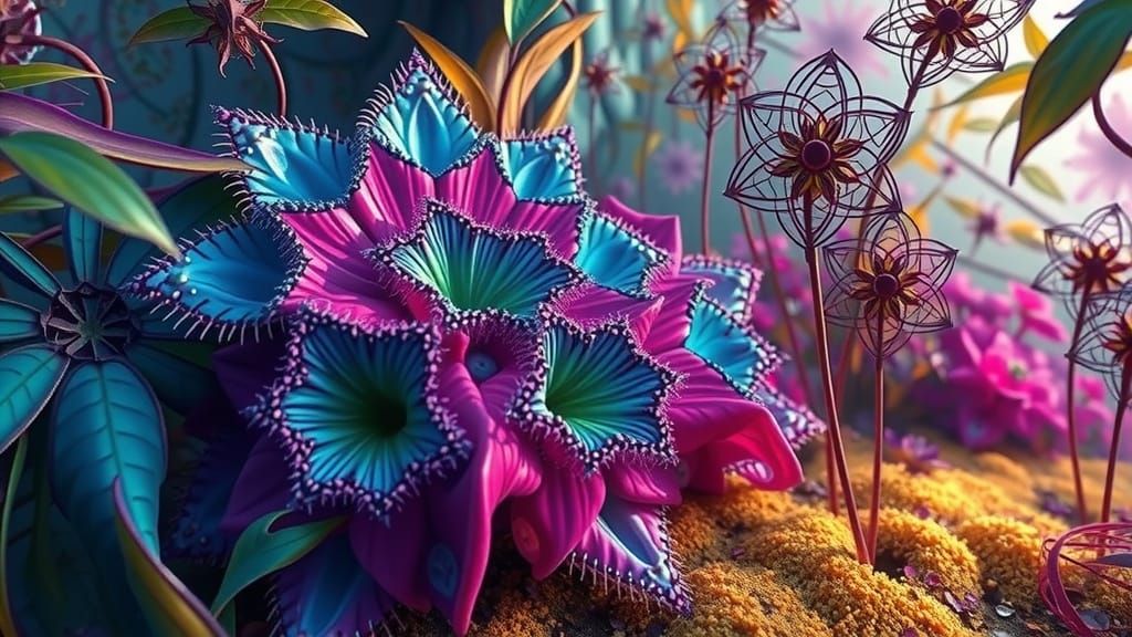 Fractal Florals in Vibrant, Shimmering Bloom