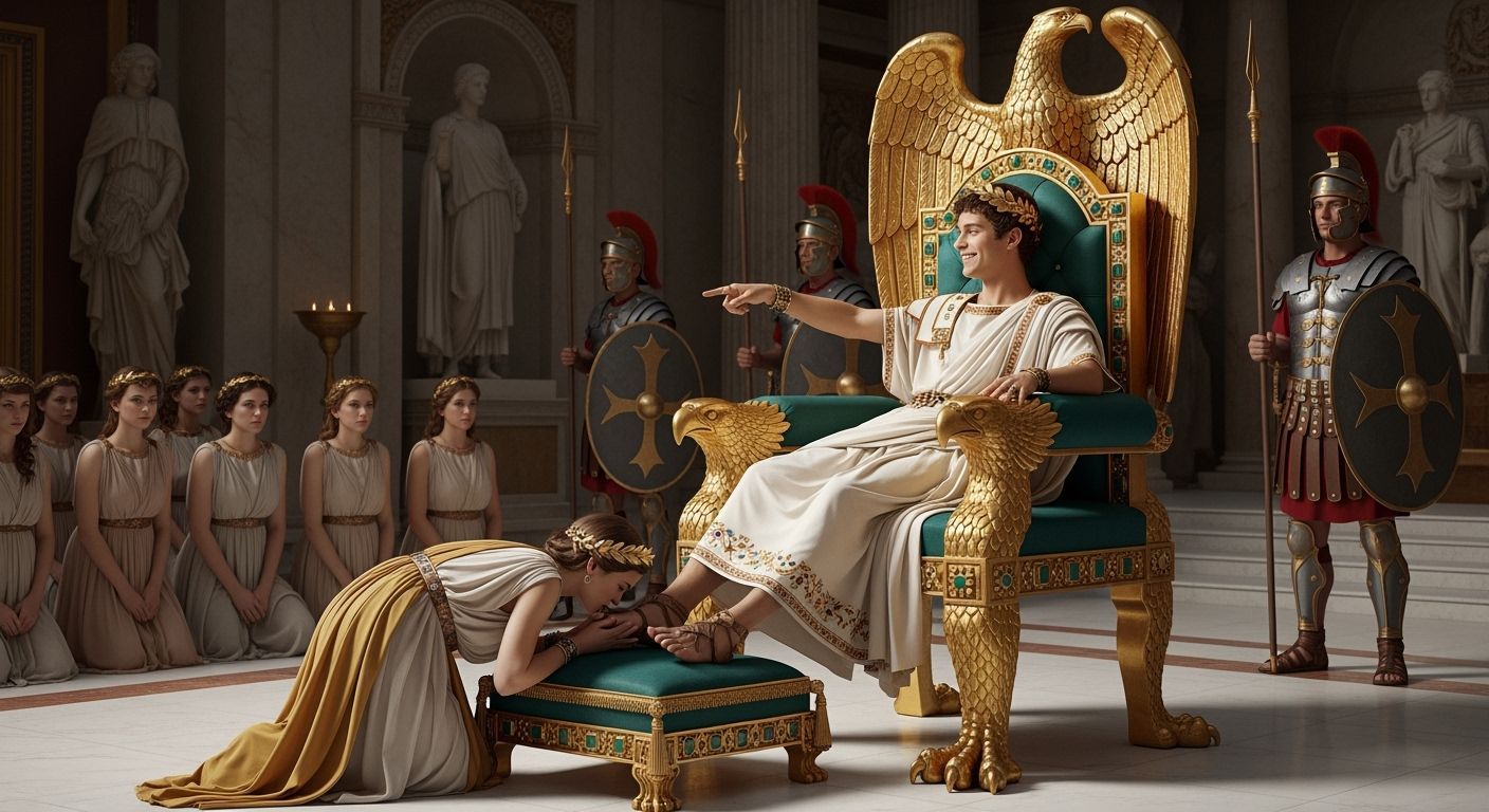 Emperor Nero on Gold Throne: Professional Photography