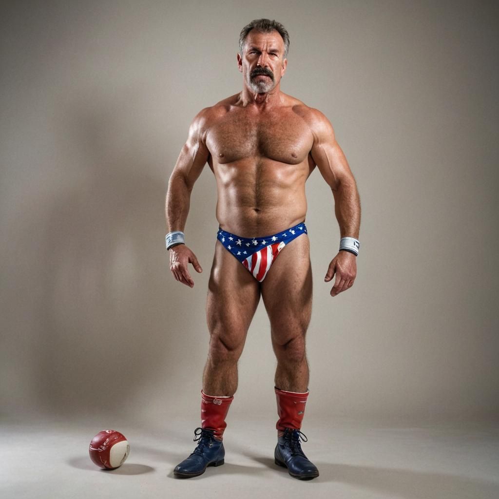 Powerful Texan Wrestler Posing with Charismatic Confidence