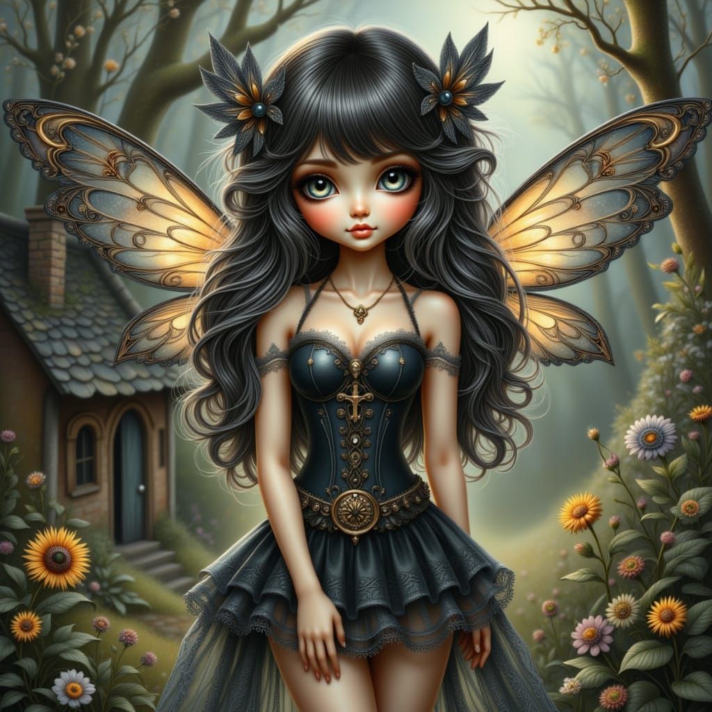 Gothic Fairy Portrait in Photorealistic 3D Style