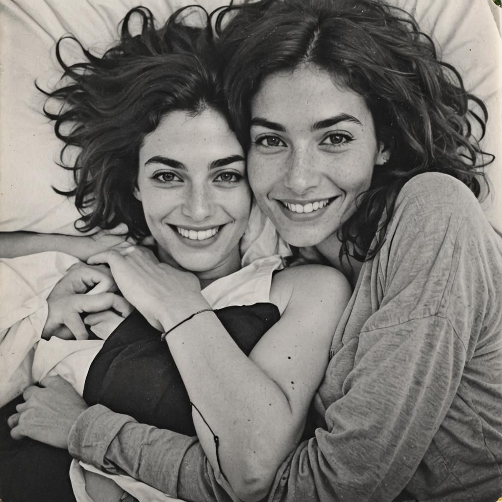 Polaroid Photo: Two Women with Heterochromia