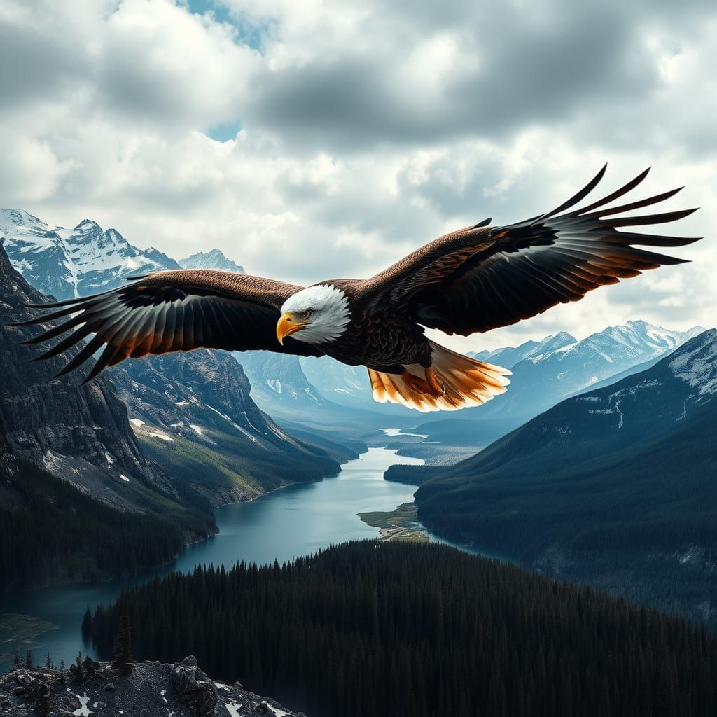 Majestic Bald Eagle in Sunset Wilderness