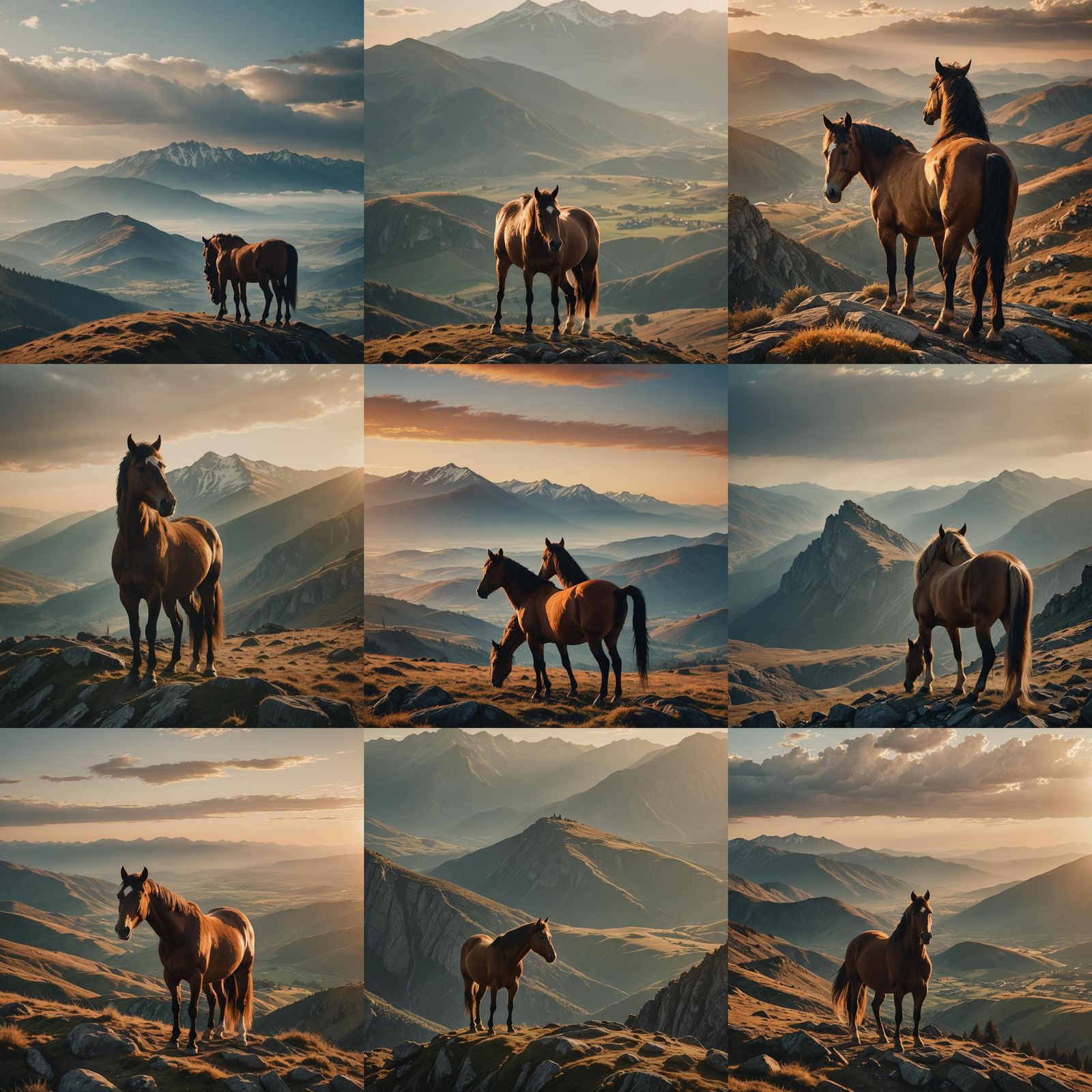 Horse on Mountain with Beautiful Horizon