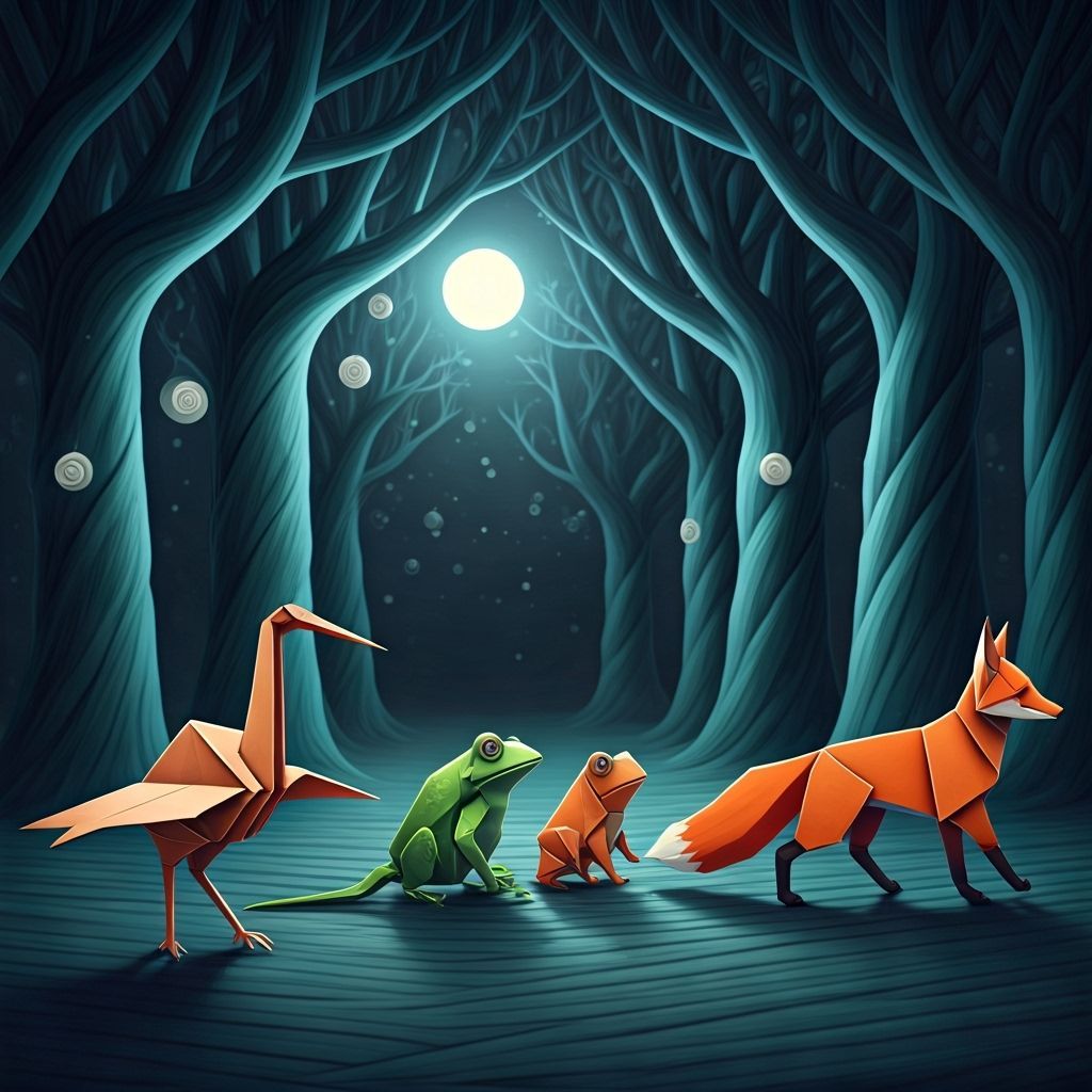 Origami Animals Parade Through Paper Forest