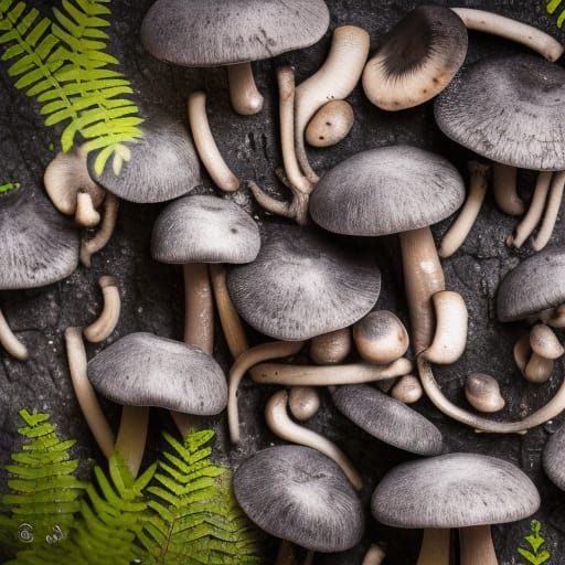 Ethereal Dark Gray Mushrooms in Natural Light