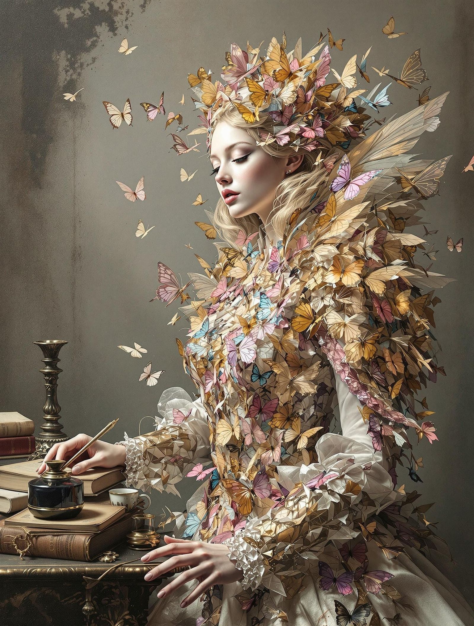 Radiant Figure in Baroque Butterfly Armor