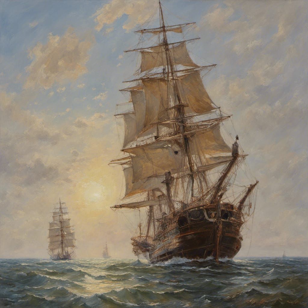 Sailing Ships: Oil Painting in Gurney Style
