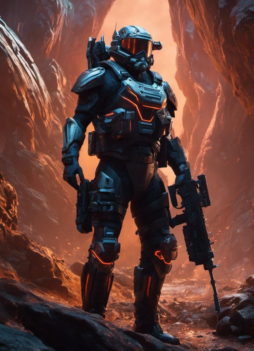 Sci-Fi Soldier in Detailed Matte Painting