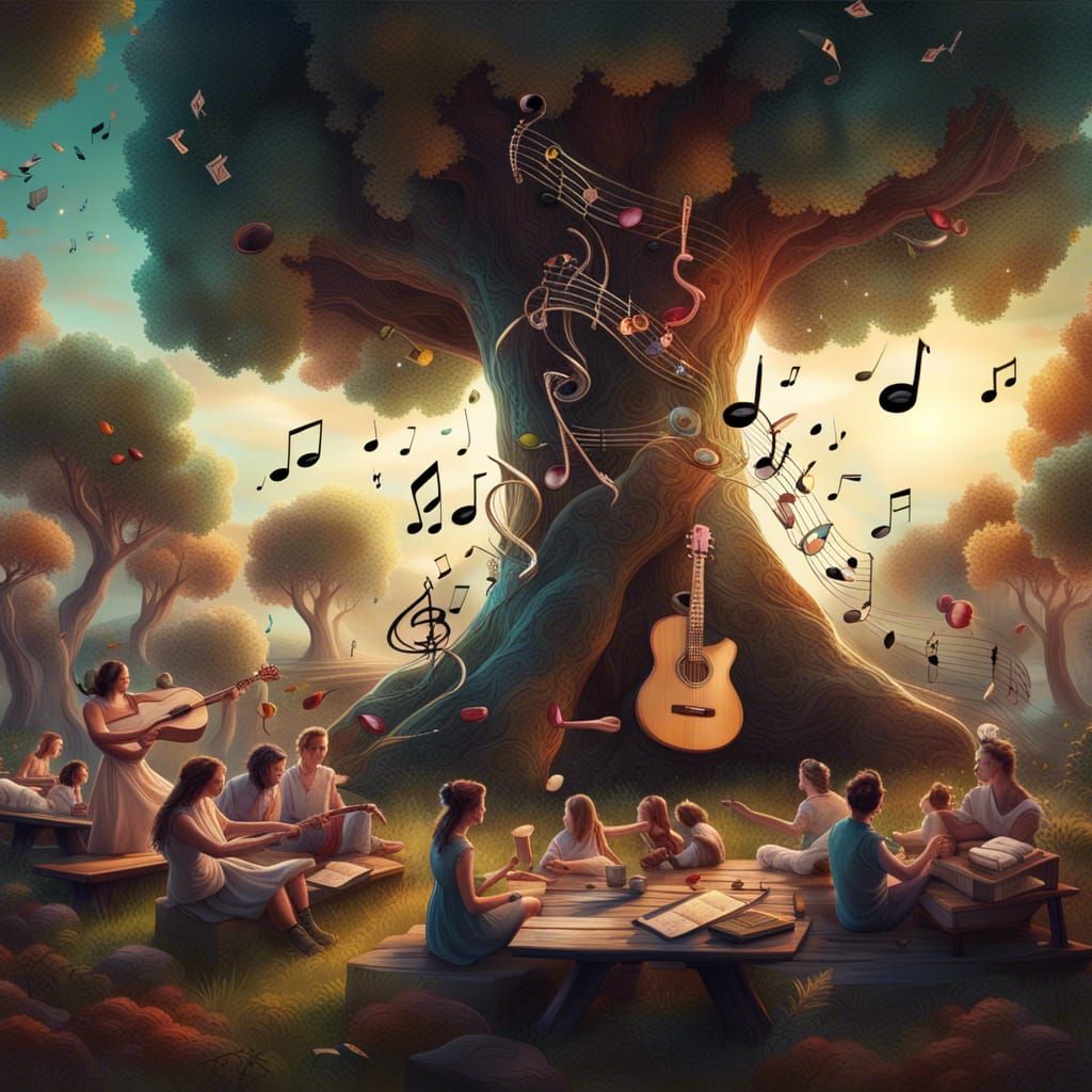Fantastical Musical Instrument Trees in Detailed Matte Paint...