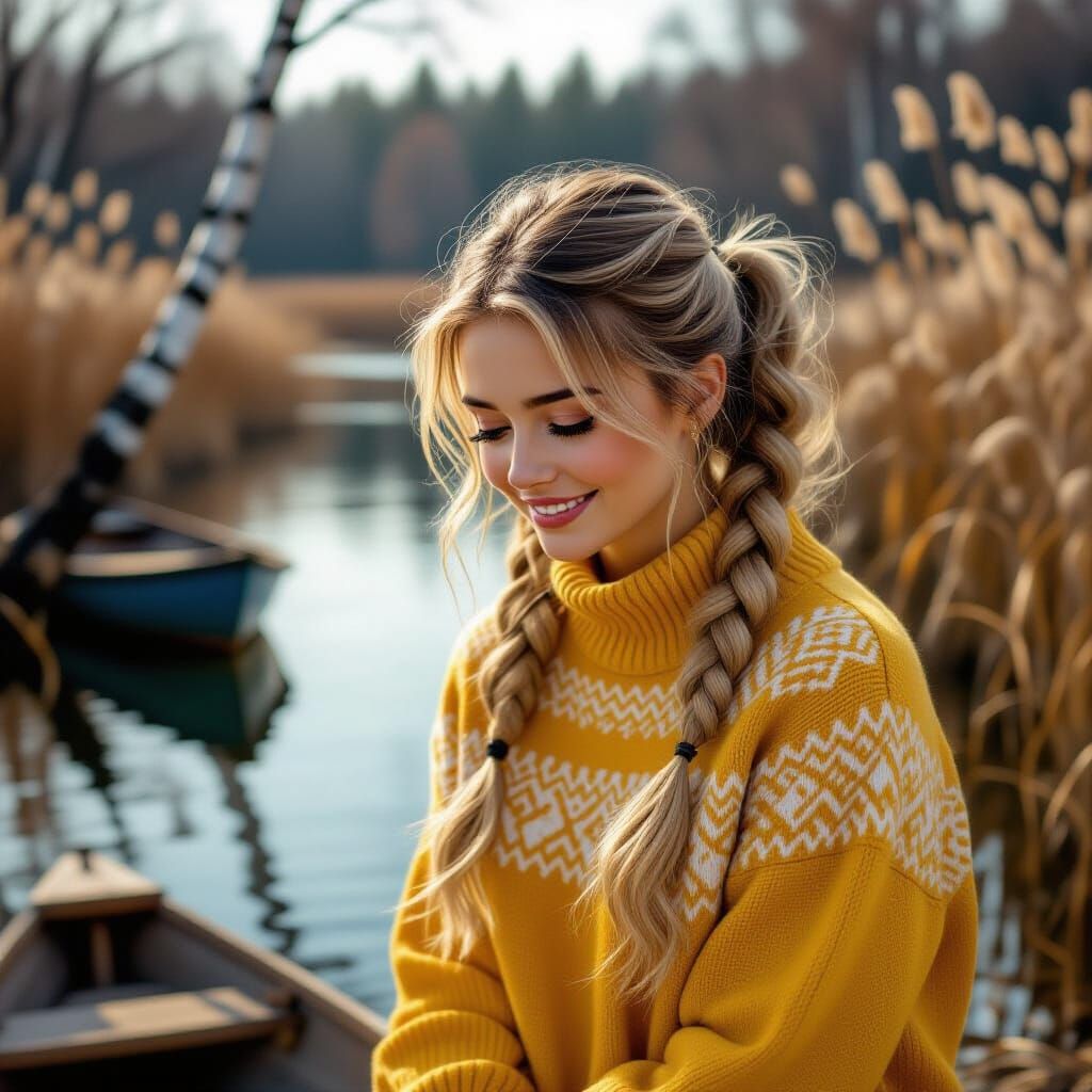 Woman by River in Photorealistic Cinematic Style