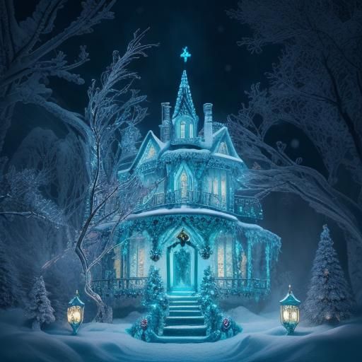 Bioluminescent Fairytale Christmas Wonderland in HDR