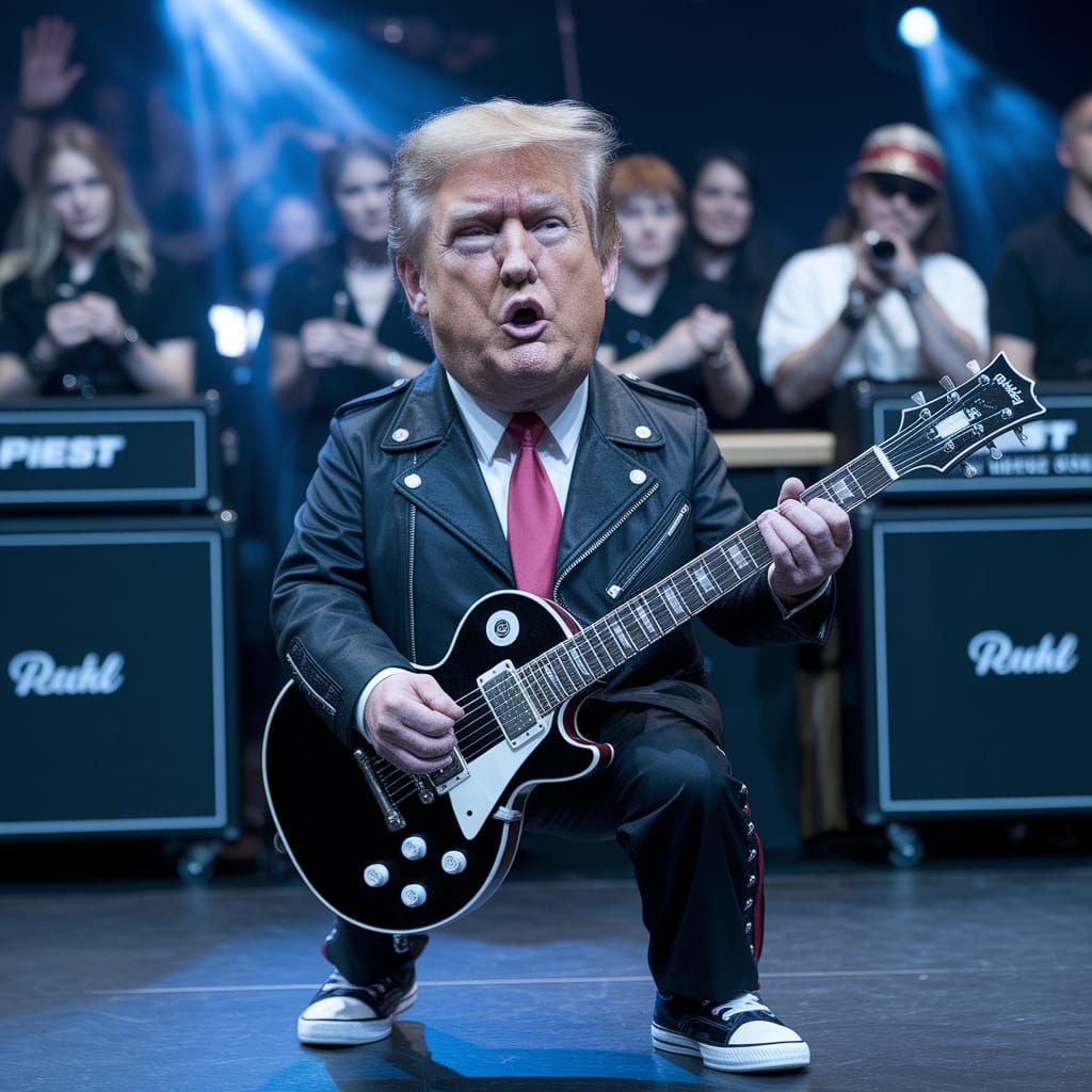 Donald Trump as a Punk Rocker Caricature