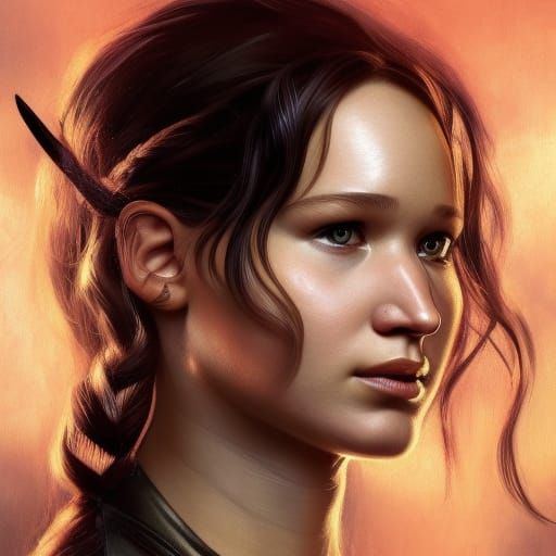Katniss Everdeen Portrait in Art Nouveau Style