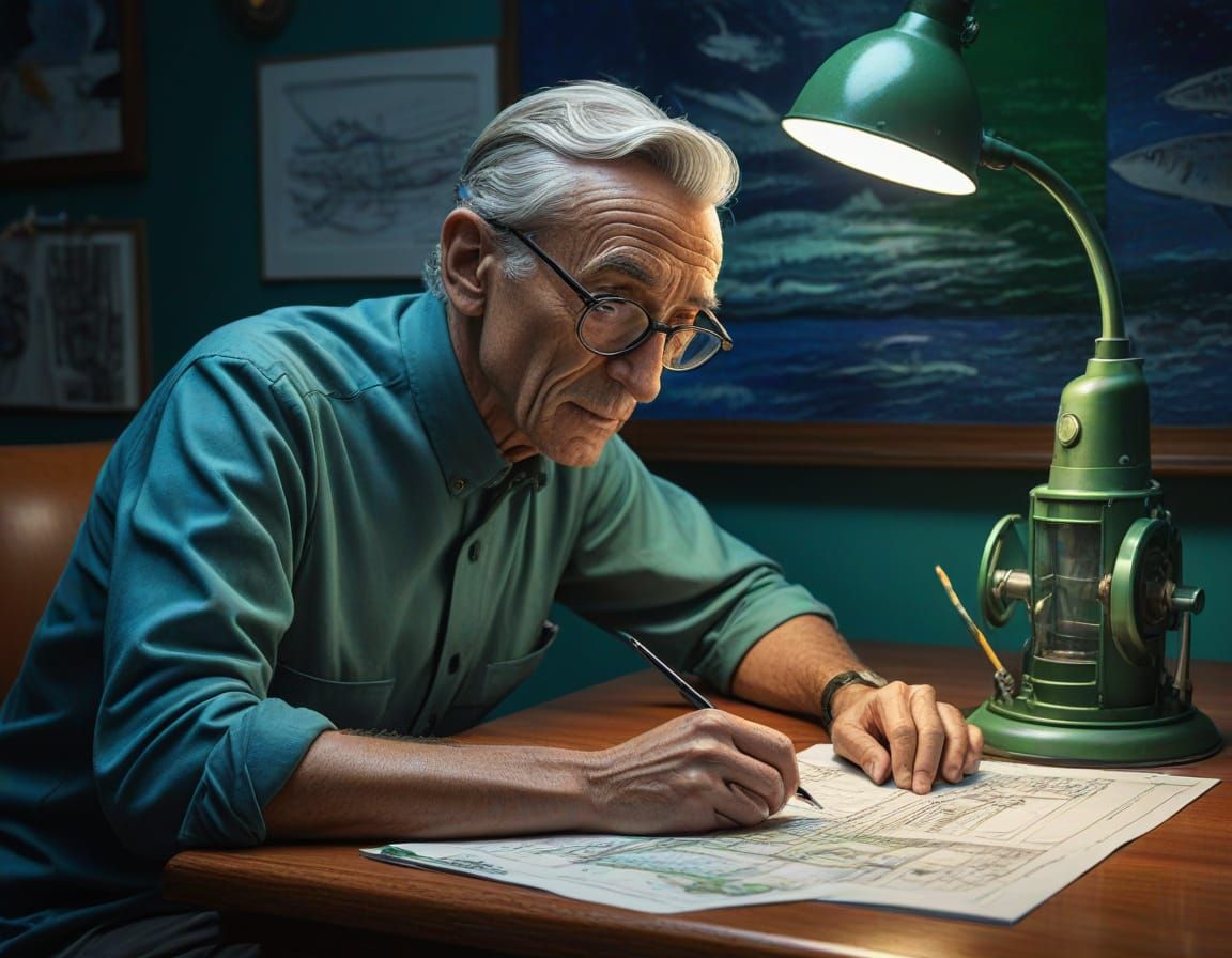 Jacques Cousteau Designs a Submarine: Hyperrealistic Art