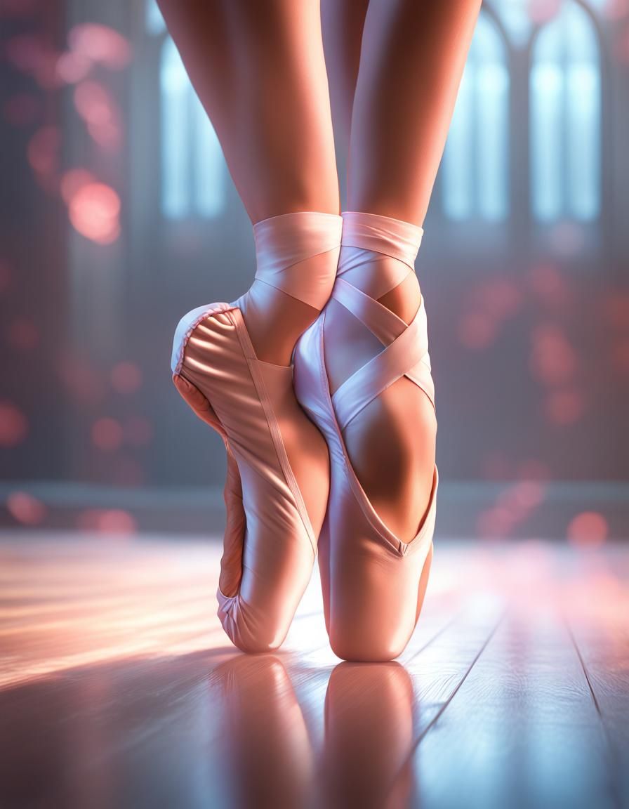 Ballerina Feet En Pointe: Hyperdetailed Digital Portrait