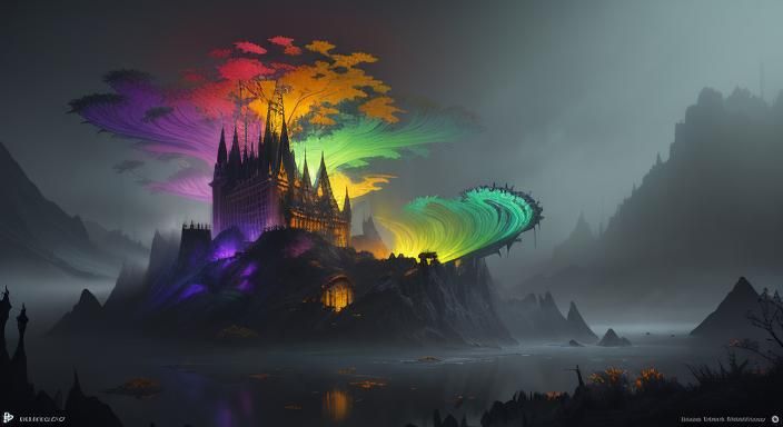 Dramatic Dark Fantasy Paper Leaf Art