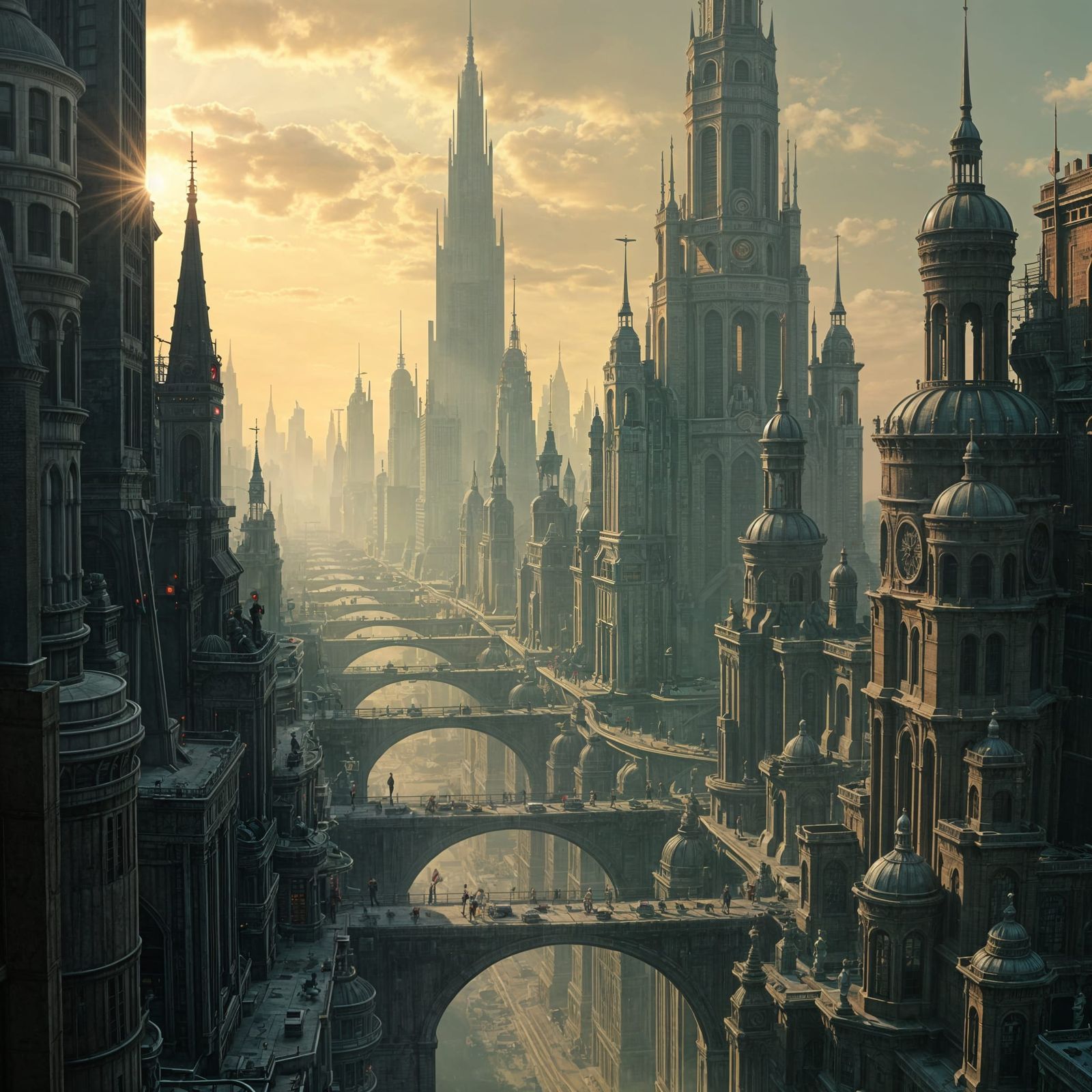 Neo-Noir Cityscape in a Dystopian Metropolis