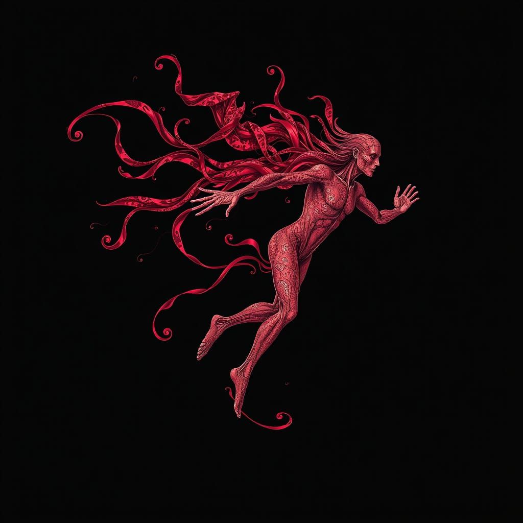 Abstract Vector Fractal of Spiritual Release in Crimson