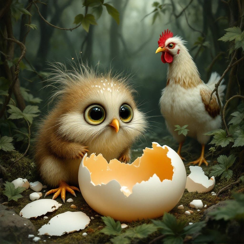 Anthropomorphic Kiwi in Dreamlike Scene