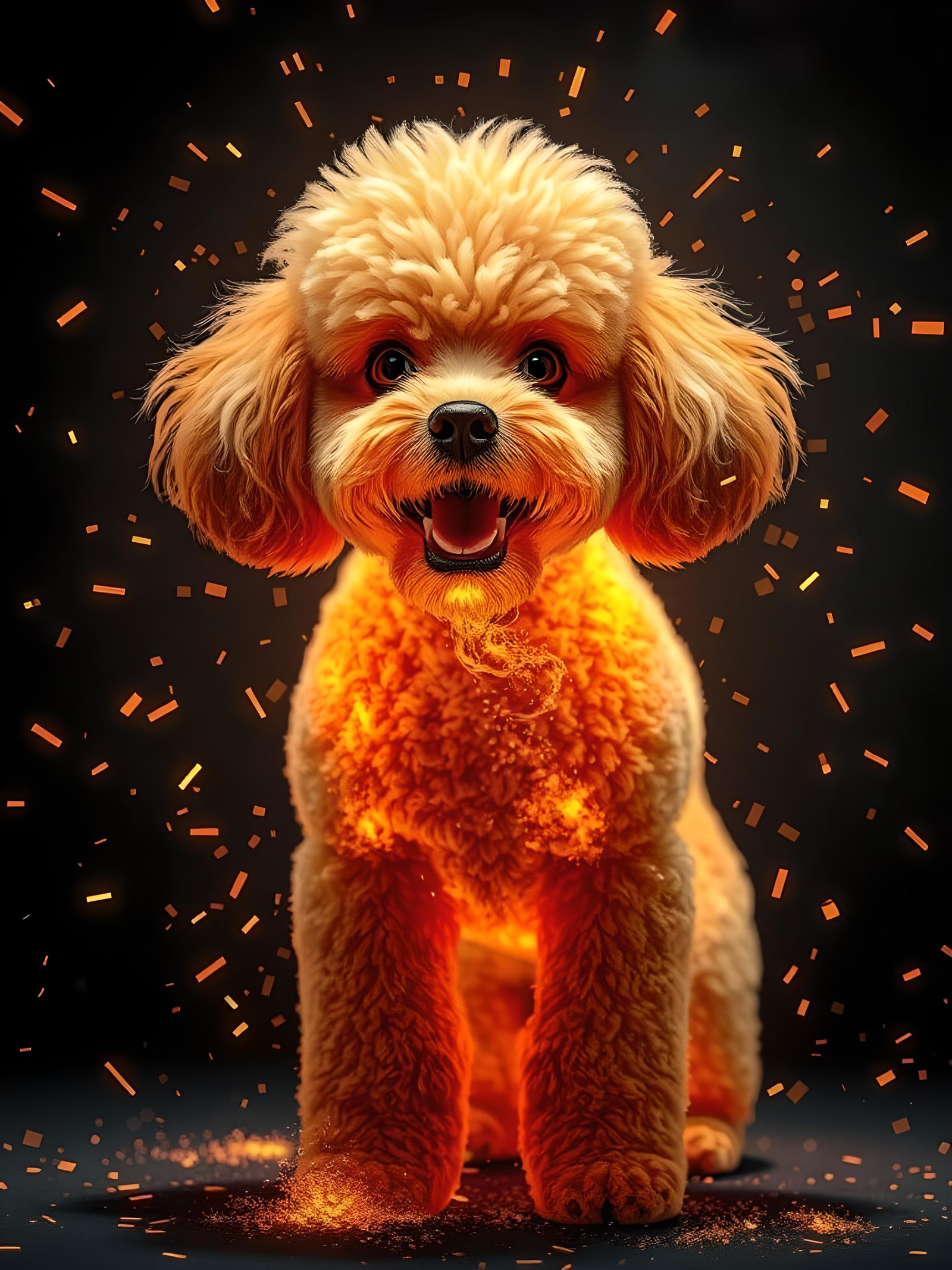 Fiery Poodle in Molten Metal Style