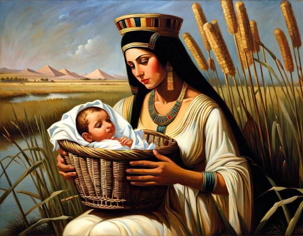 Baby Moses Found by Pharaoh's Daughter: Realist Oil