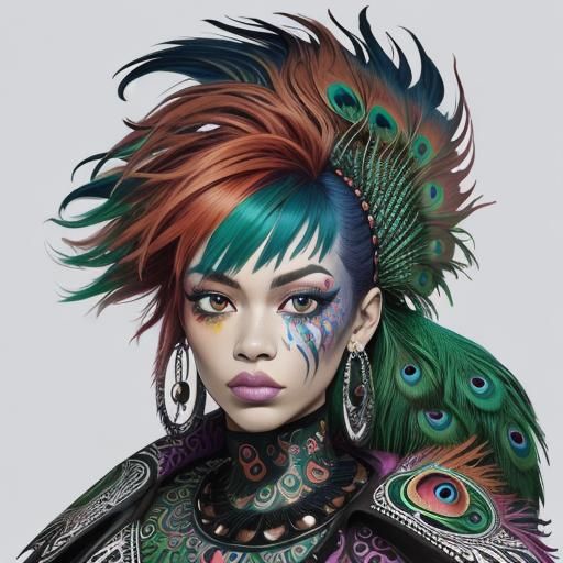 Dragon Woman Portrait in Street Art Style