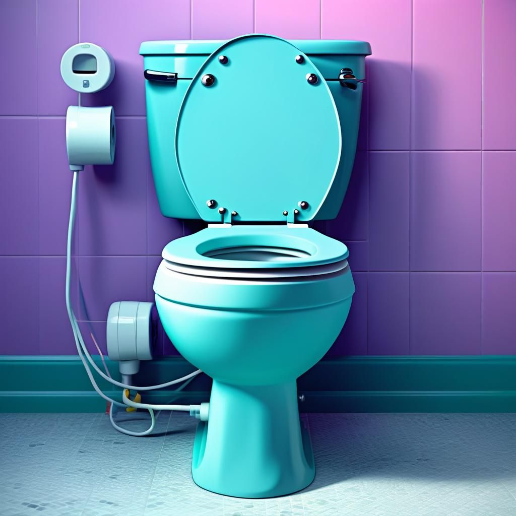 Electrifying Toilet Encounter: 3D Digital Art