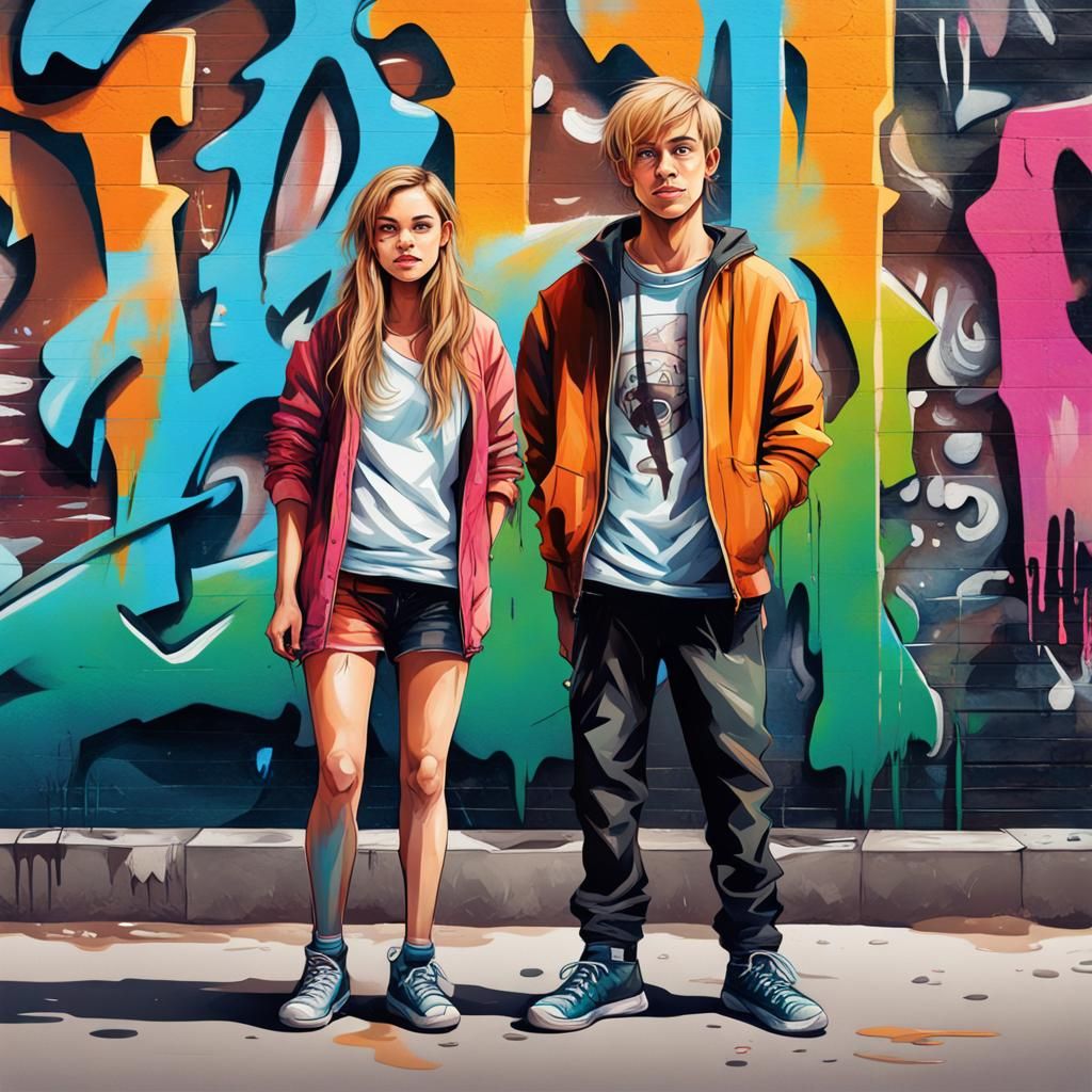 Street Art Image of Two People Together