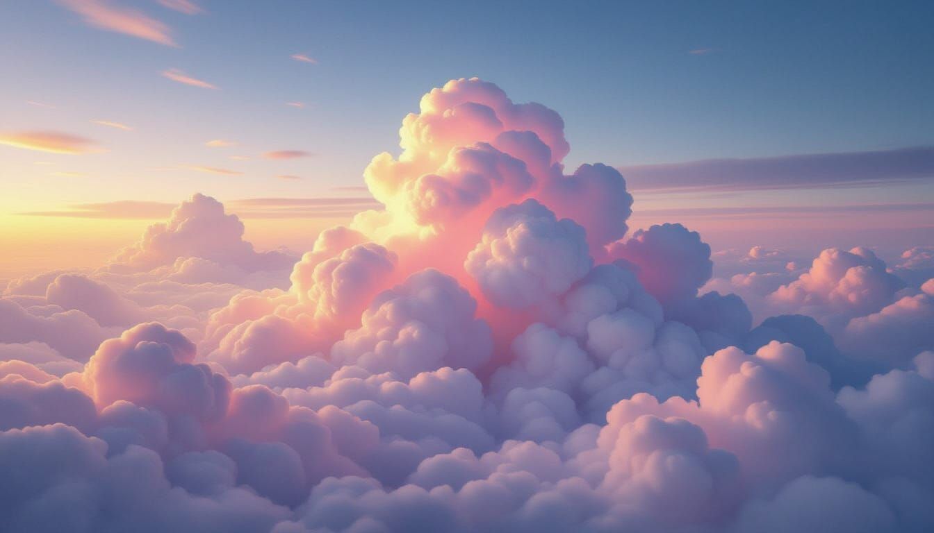 Beautiful Pink and White Clouds at Sunset