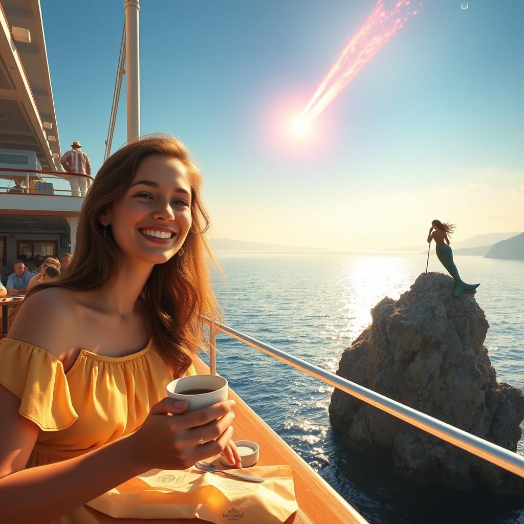 Greek Island Ferry Ride with Mermaid and Comet