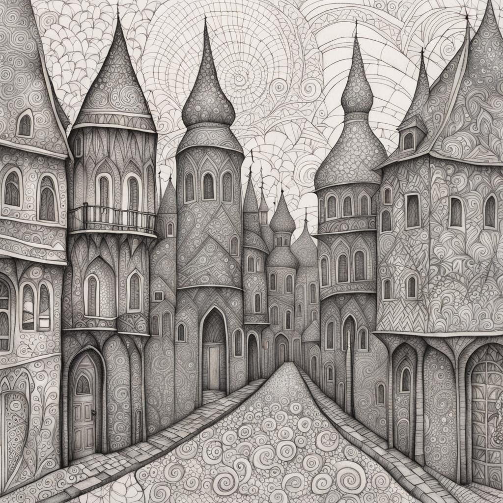 Abstract Breast in Ciurlionis Style with Zentangle