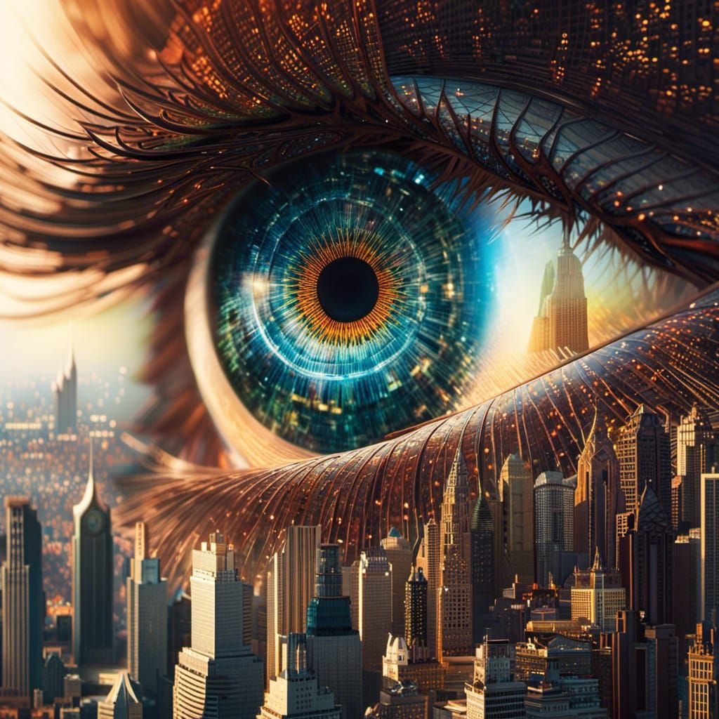 Cityscape Eye: Detailed Digital Art