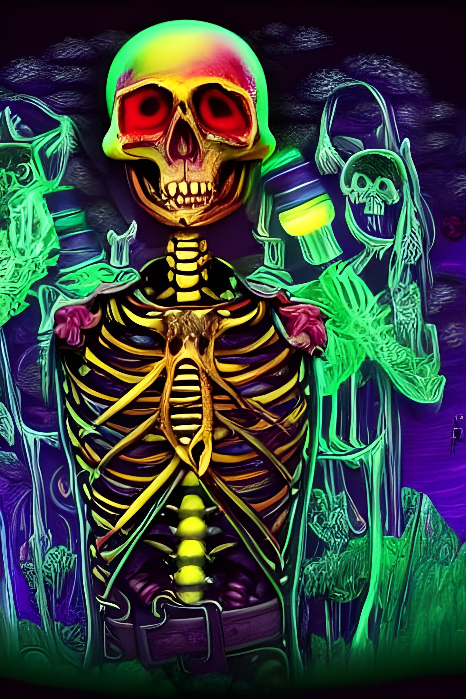 Neon Pirate Skeleton Drinks in Blacklight