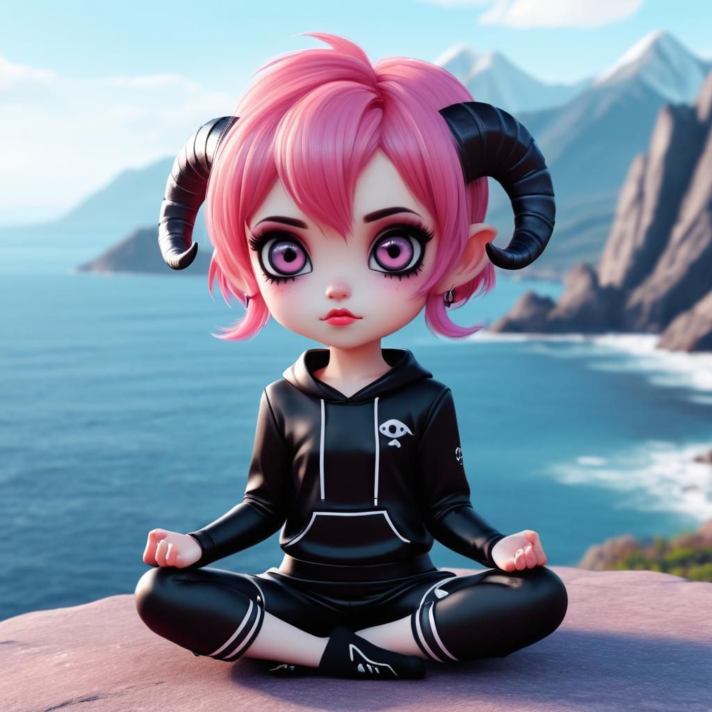 Tiefling Yoga: Hyperdetailed 3D Digital Art