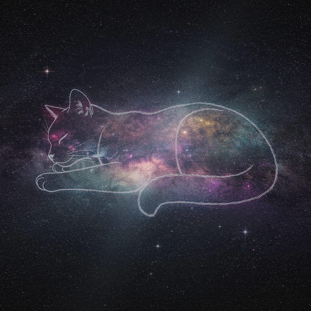 Cat Silhouette in Vibrant Galaxy Art