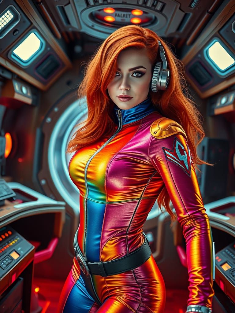 Regal Space Captain in Rainbow Velour Bodysuit, Command Pres...