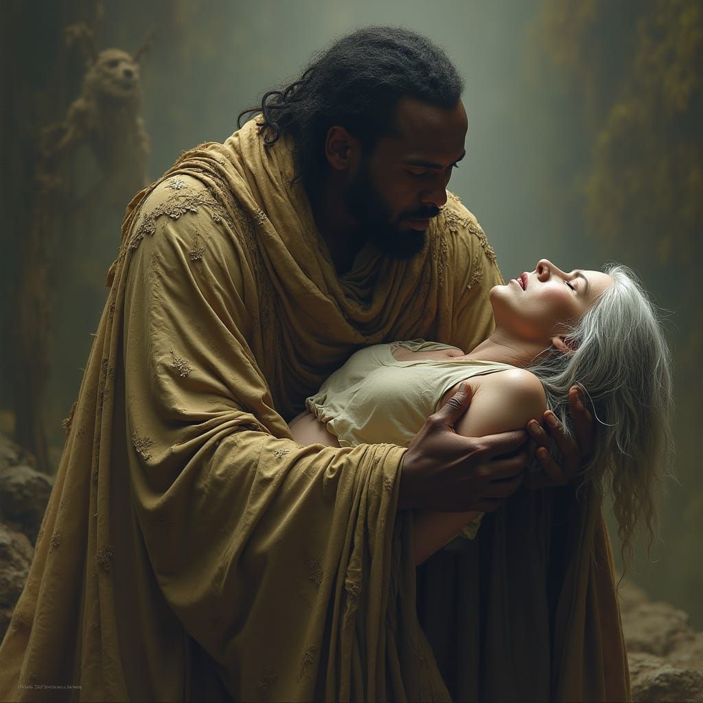 Prince Ekanem Mourns a Lifeless Elderly Woman in a Haunting,...