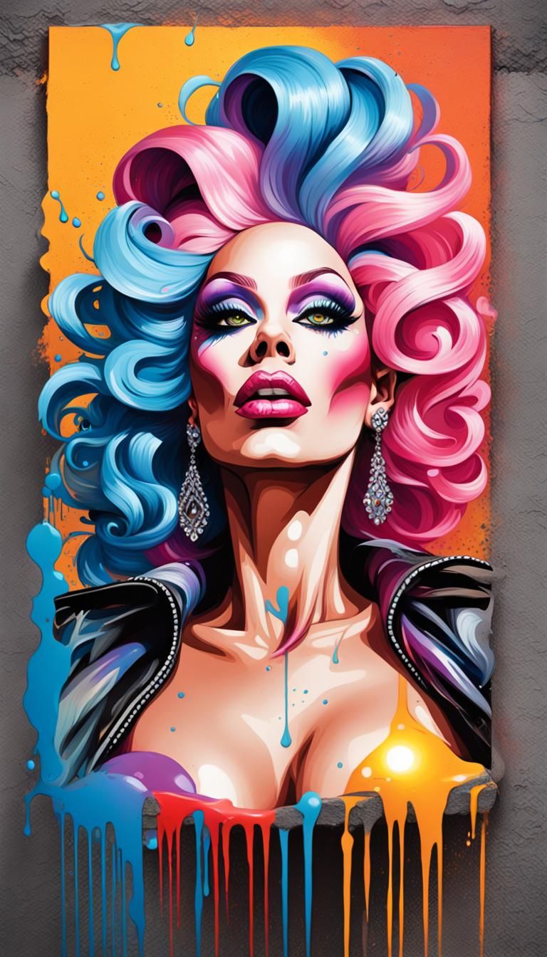 Colorful Graffiti Art Drag Queen Portrait