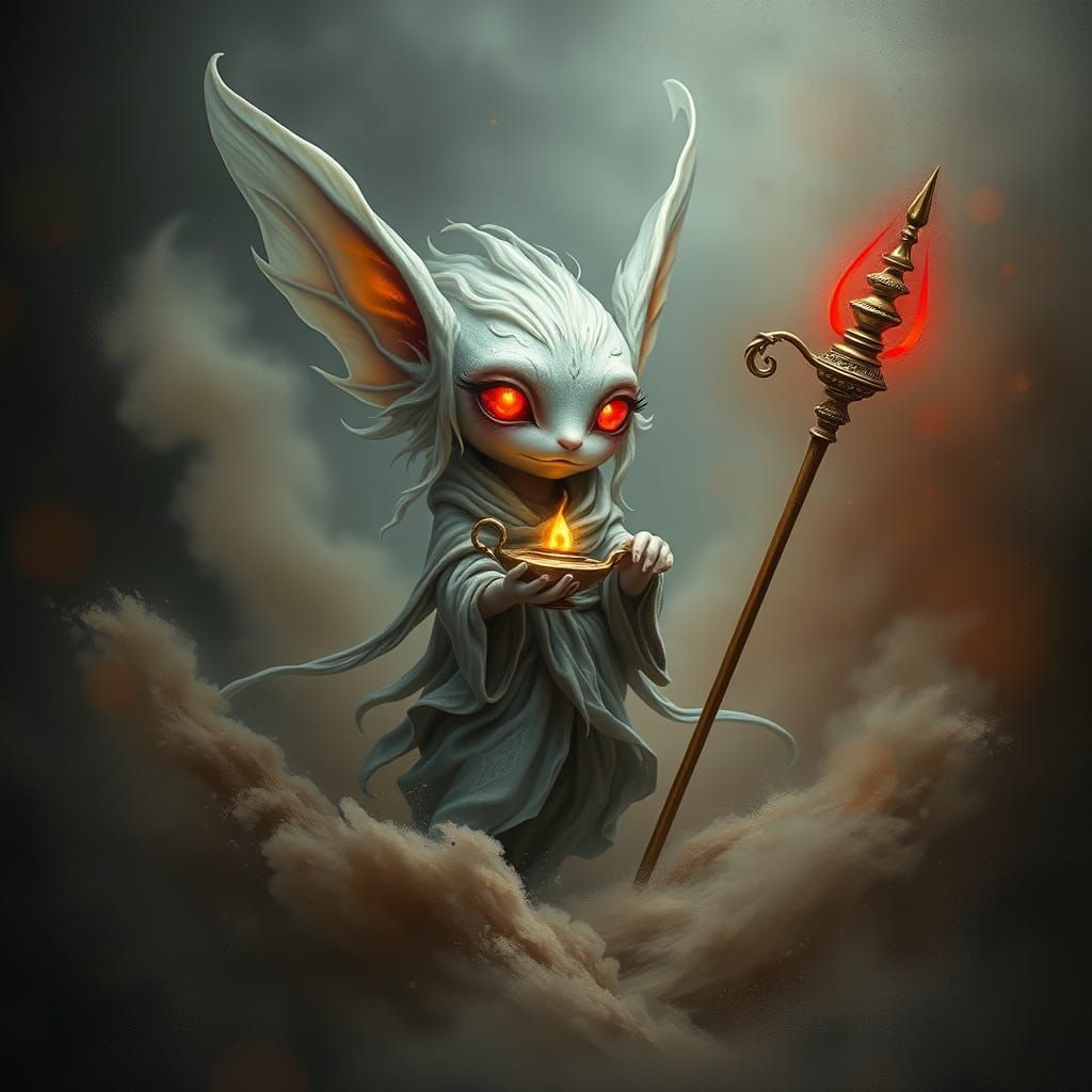 Ethereal Fairy Emerges from Dust in Digital Painting