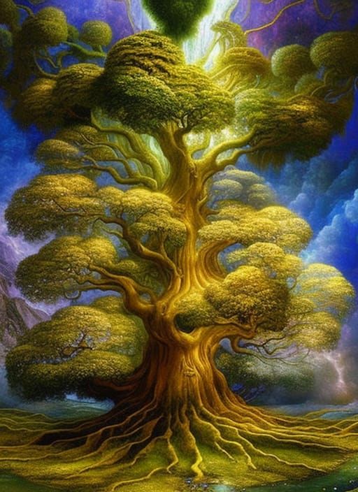 Yggdrasil: Norse World Tree in Ethereal Fantasy Style