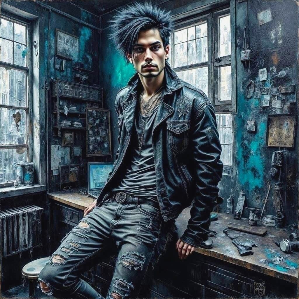 Moody Urban Punk in Dark Hyperreal Colors